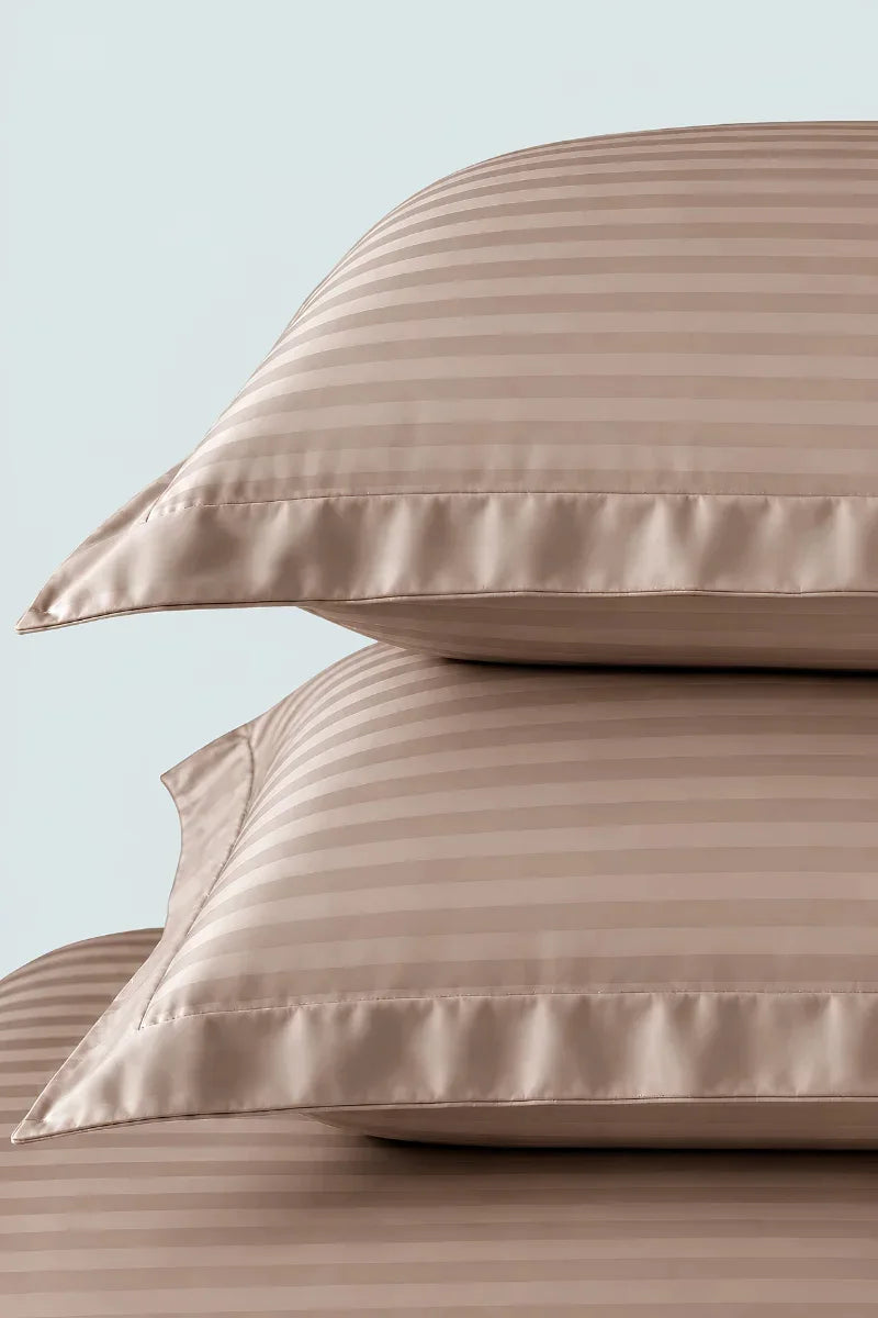 Light Coffee Stripe Fitted Bedsheet - King Size