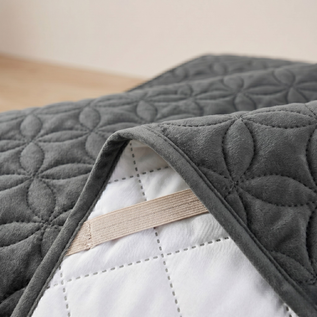 Premium Ultrasonic Quilted Sofa Cover (Grey Color)