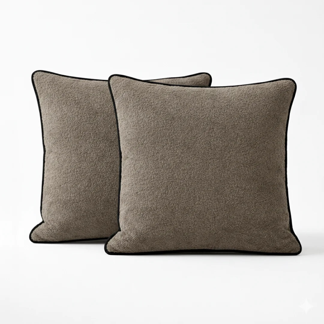 Crossley Brown Modern Terry Cushion – Soft Texture & Hidden Zip (Pack of 2)