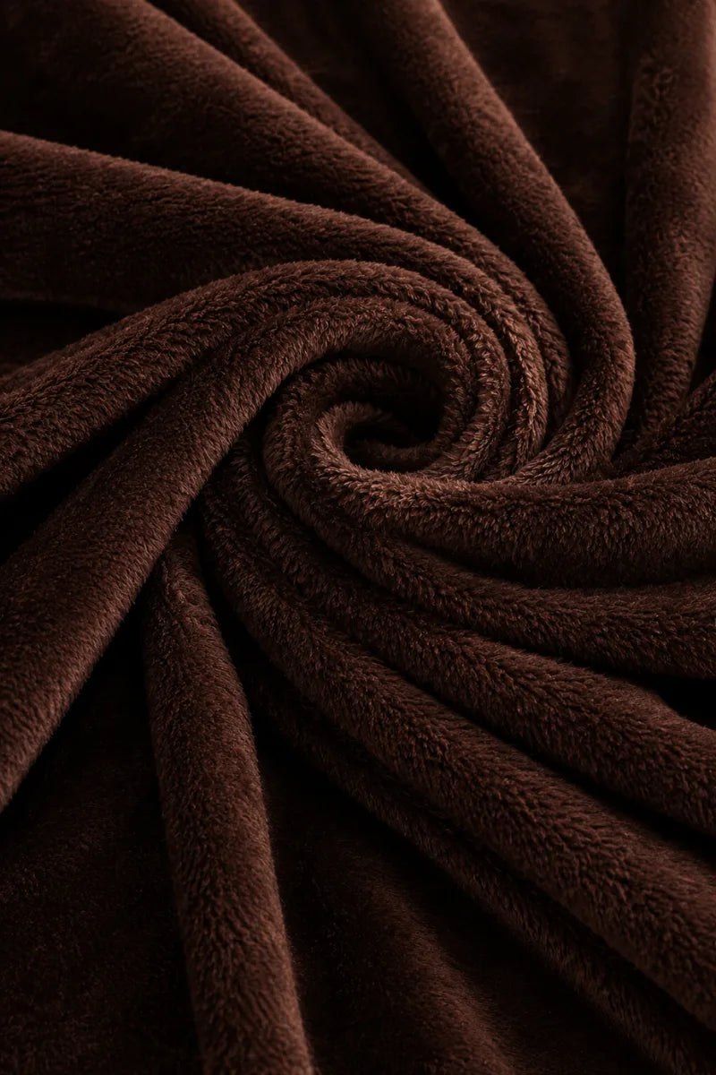 Dark Brown Fleece Throw Blanket