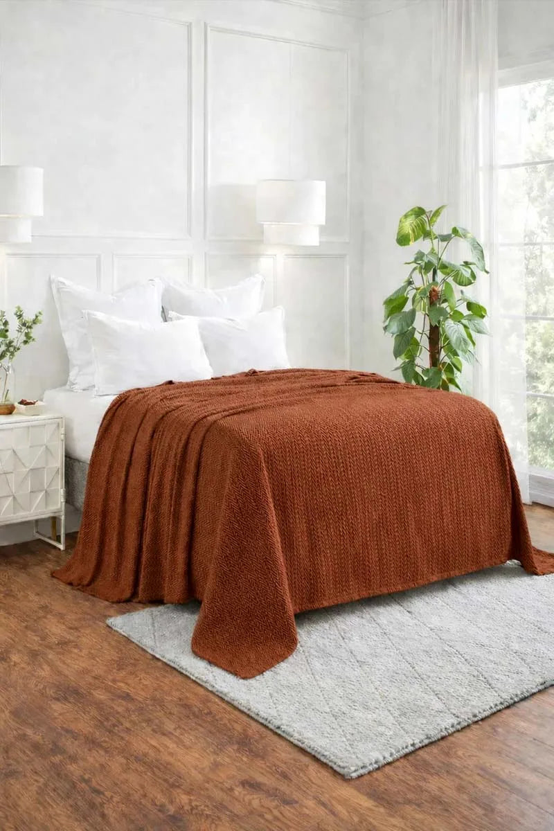 Zig-Zag Chevron Cotton Thermal Blanket – All-Season Cozy Throw