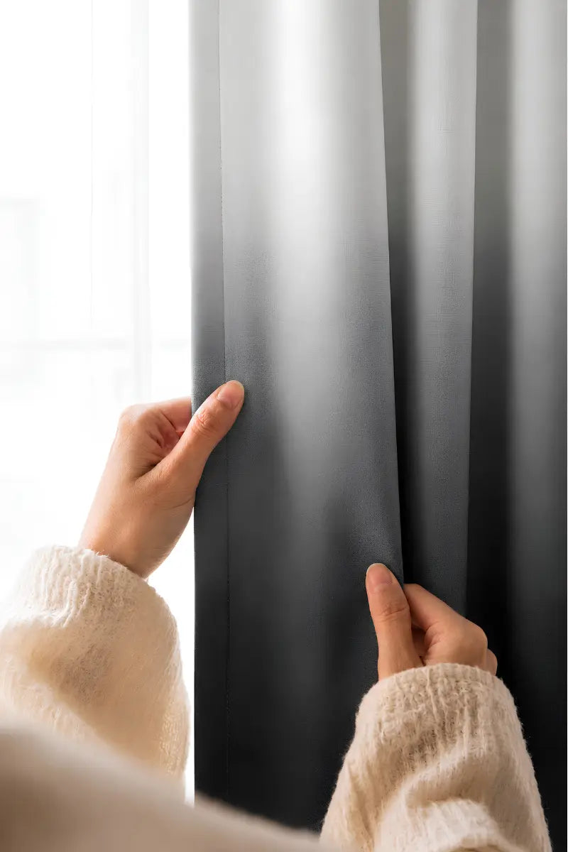 Charcoal Grey Dip-Dye Ombre Velvet Curtains – Set of 2 Panels