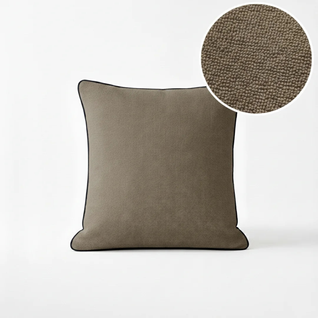 Chocolate Brown Modern Terry Cushion – Soft Texture & Hidden Zip (Pack of 2)