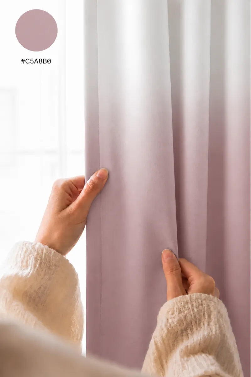 Dusty Rose (#C5A8B0) Dip-Dye Ombre Velvet Curtains – Set of 2 Panels