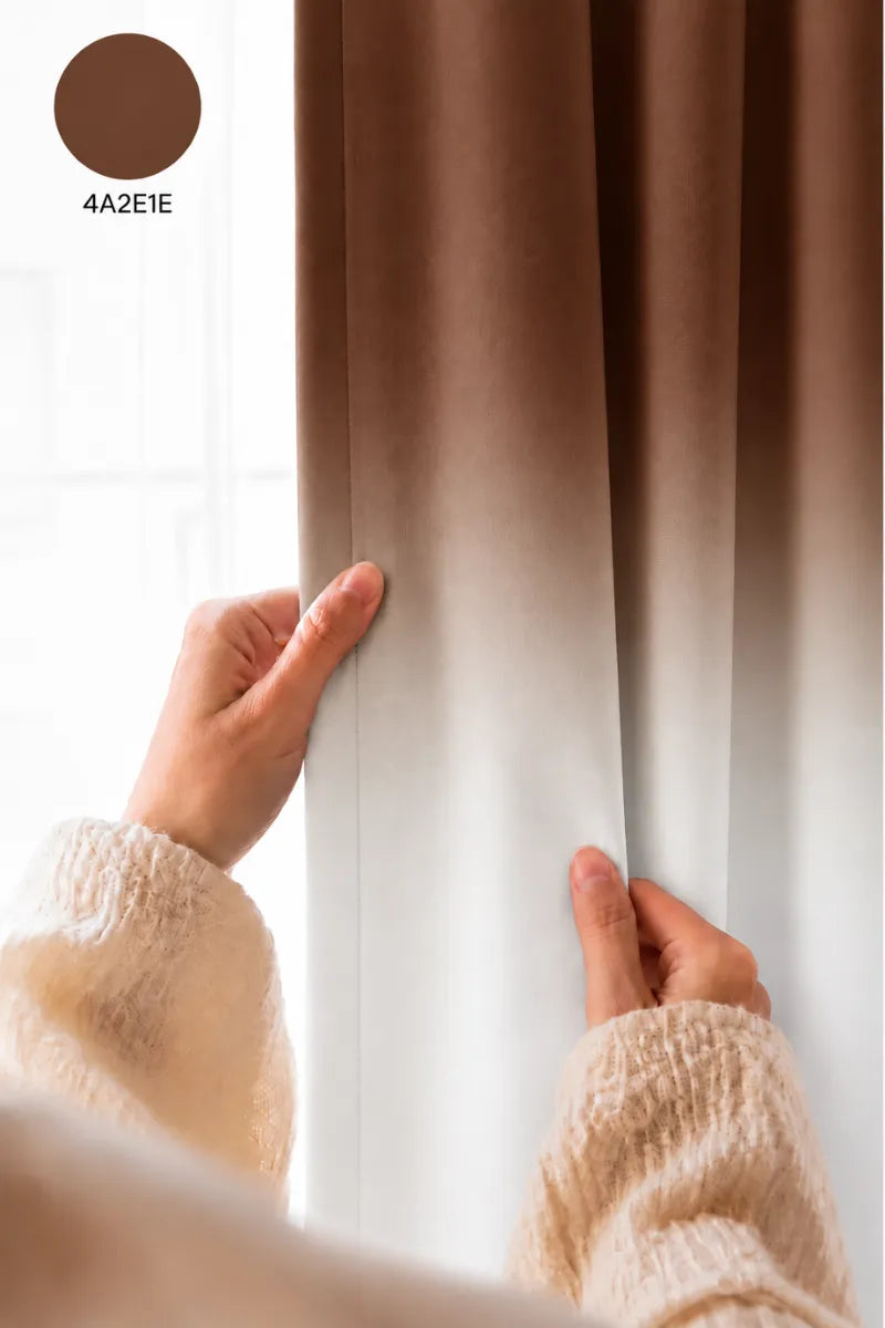 Rich Chocolate Brown (#4A2E1E) Frosted Ombre Curtains – Set of 2 Panels
