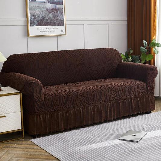 Zebra Stripe Gersey Sofa Covers Brown Color