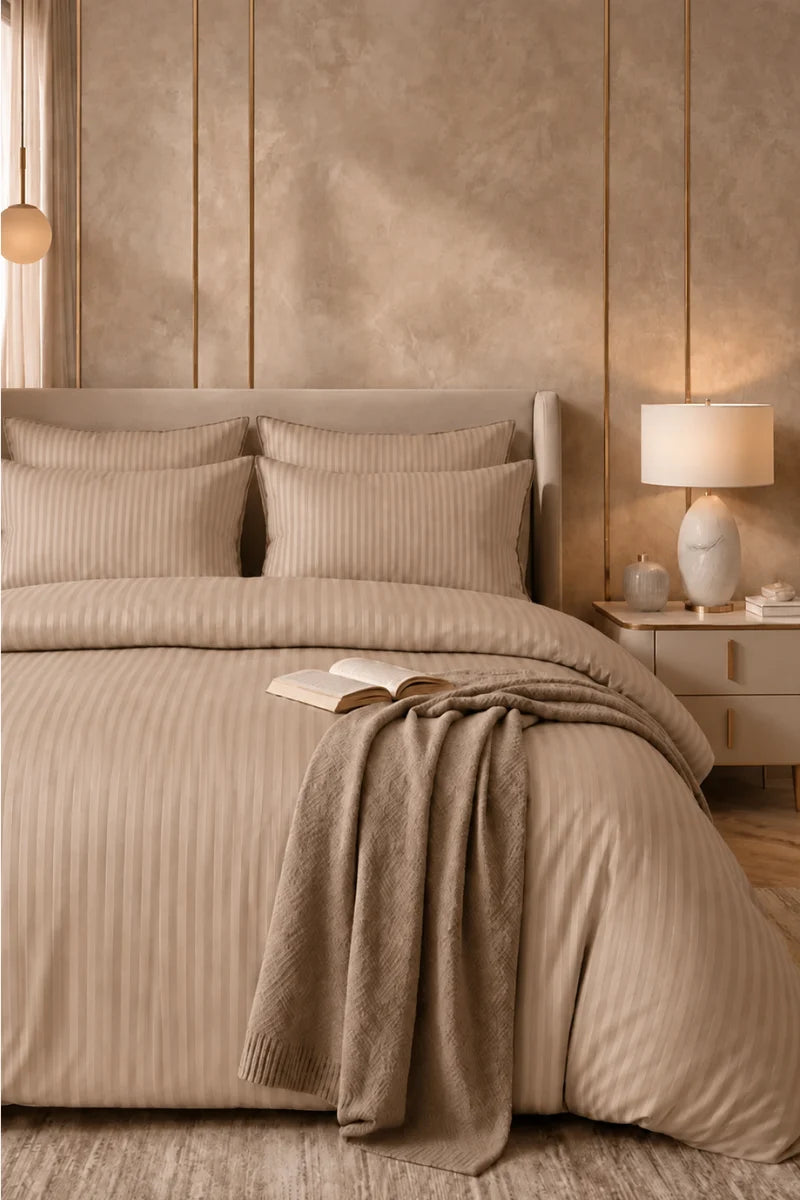 Light Coffee Quilt Cover Set (6PCS - King Size)