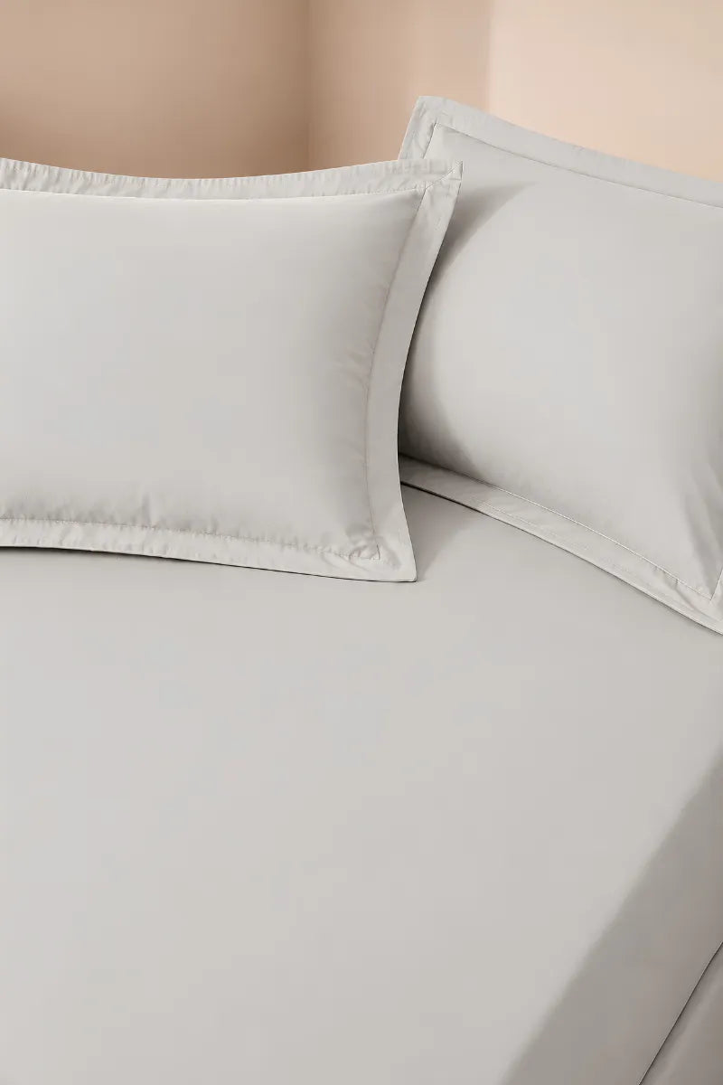 Light Grey Solid 3-Piece Bedsheet Set