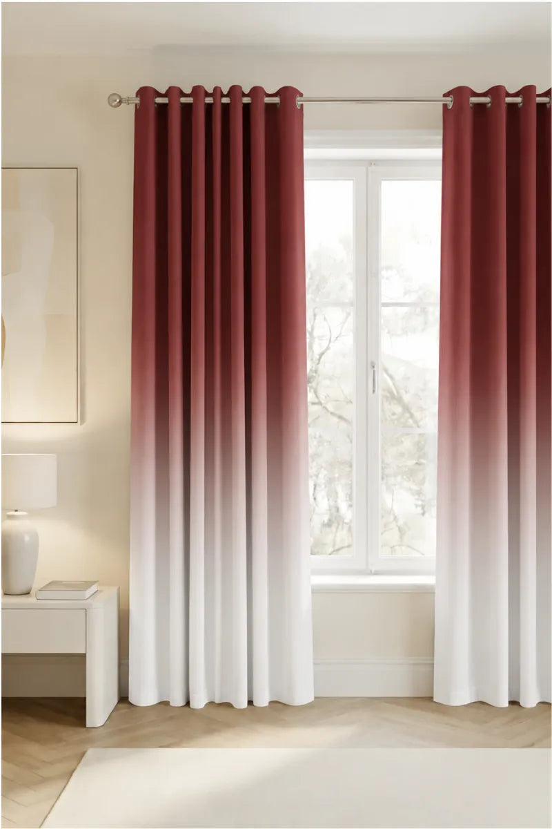 Deep Burgundy (#5B2A33) Frosted Ombre Curtains – Set of 2 Panels