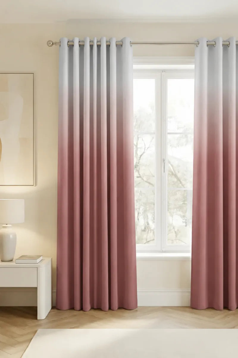 Rose (#B17078) Dip-Dye Ombre Velvet Curtains – Set of 2 Panels