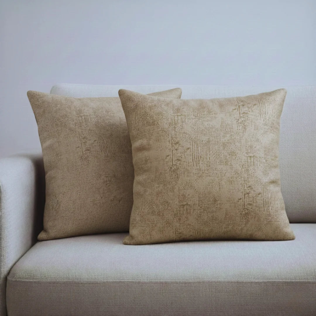 Cream Beige Textured Velvet Cushion – Luxury Feel & Hidden Zip (Pack of 2)