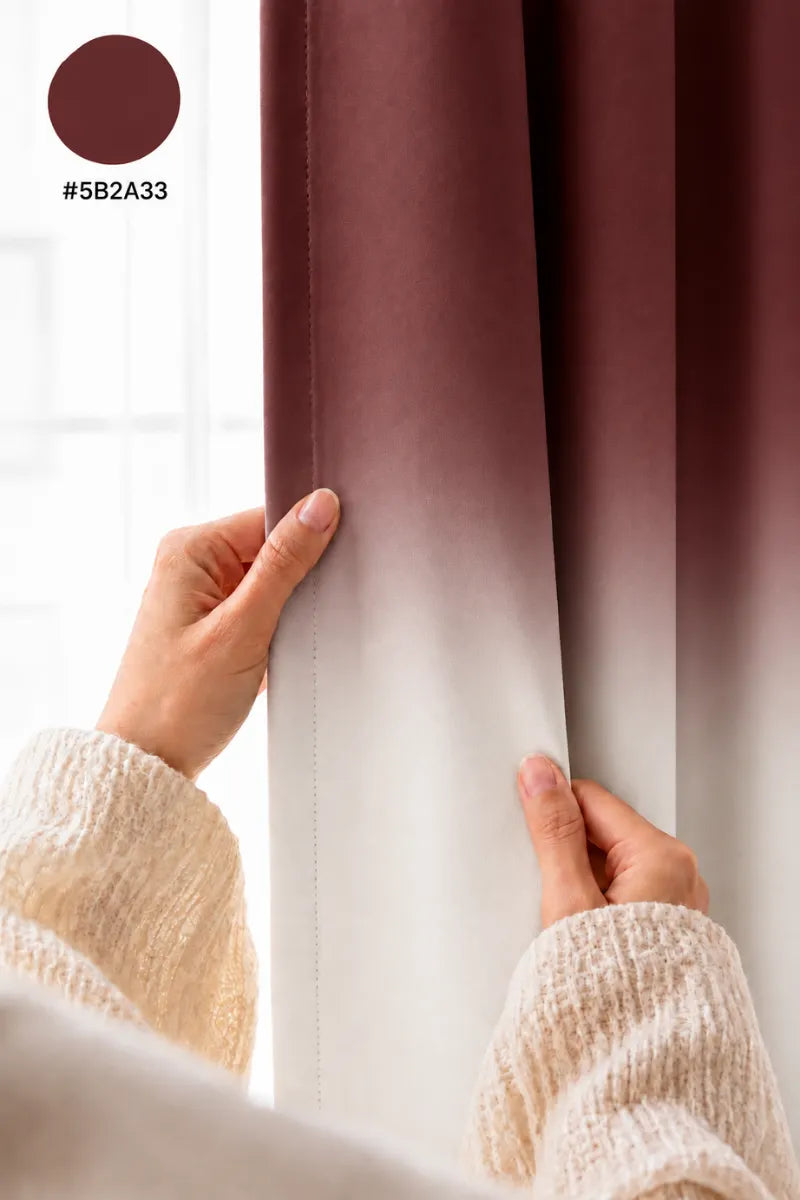 Deep Burgundy (#5B2A33) Frosted Ombre Curtains – Set of 2 Panels