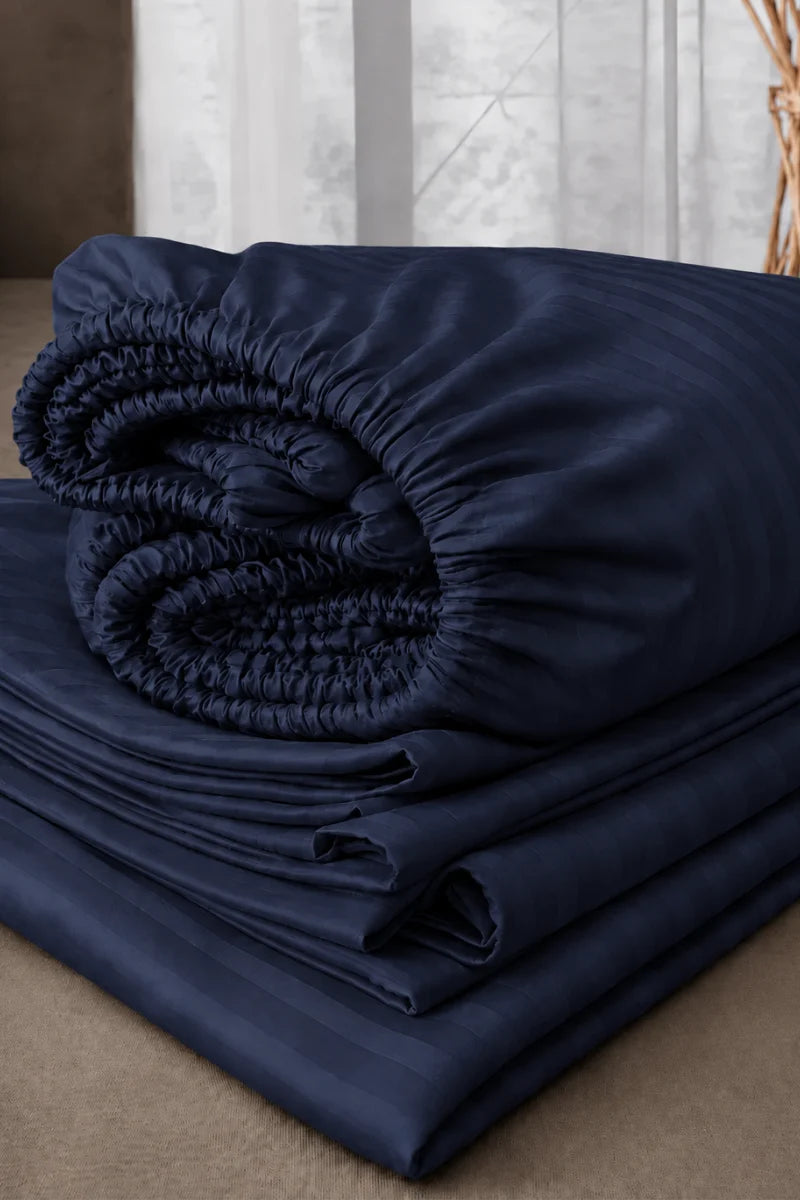 Navy Blue Quilt Cover Set (6PCS - King Size)