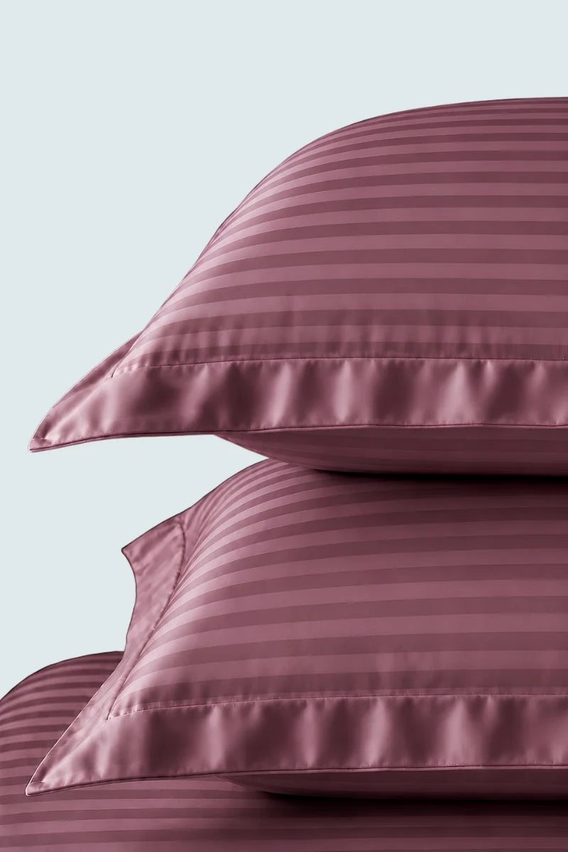Mauve Stripe Fitted Bedsheet - King Size