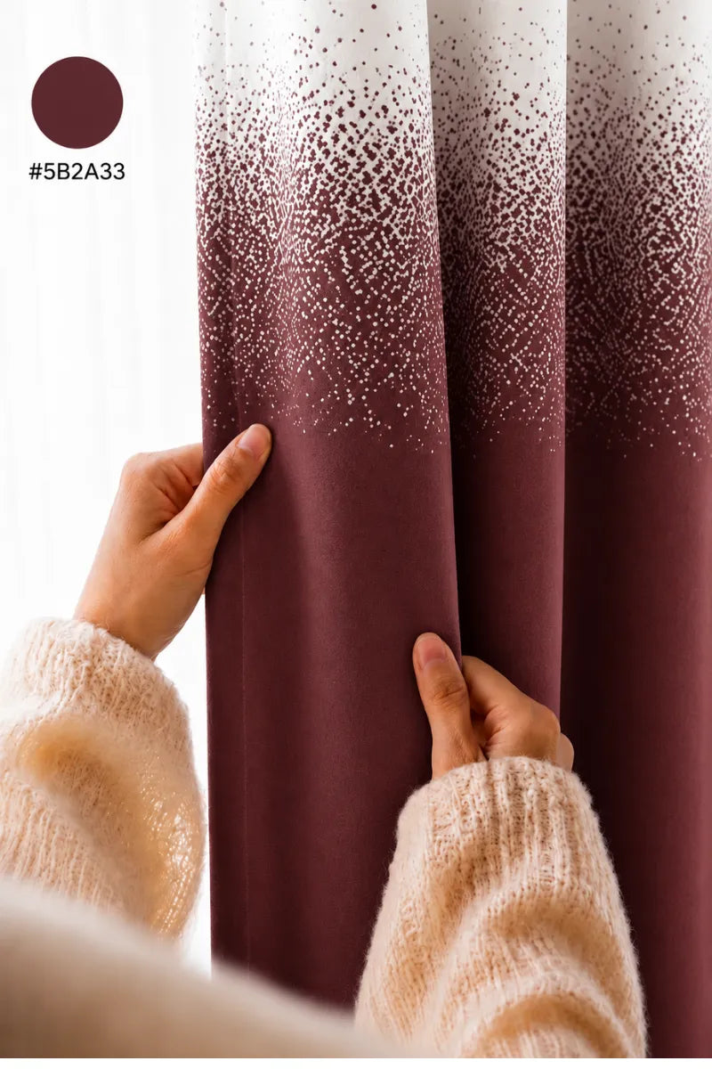 Deep Burgundy (#5B2A33) Speckled Ombre Velvet Curtains – Set of 2 Panels