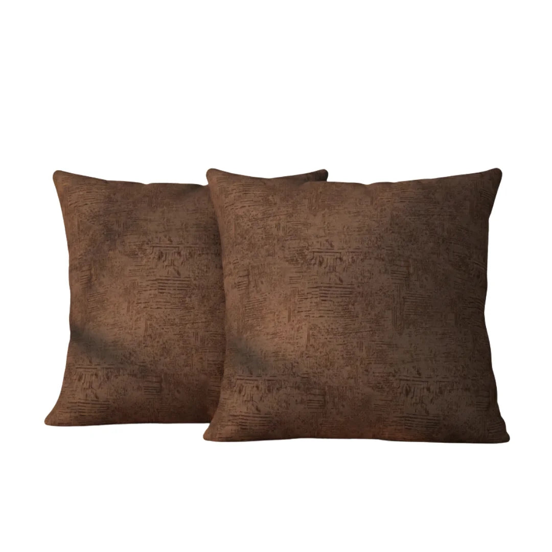 Dark Chocolate Textured Velvet Cushion – Luxury Feel & Hidden Zip (Pack of 2)