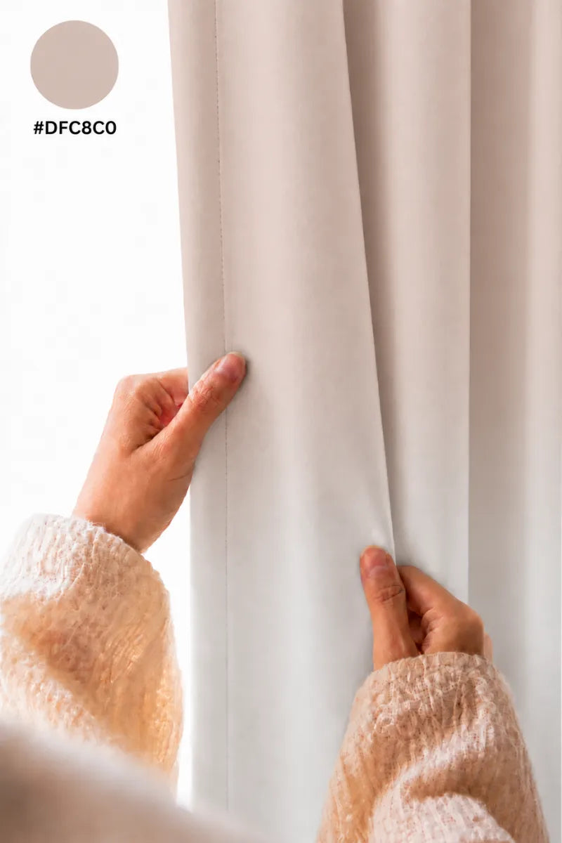 Champagne Blush (#DFC8C0) Frosted Ombre Velvet Curtains – Set of 2 Panels