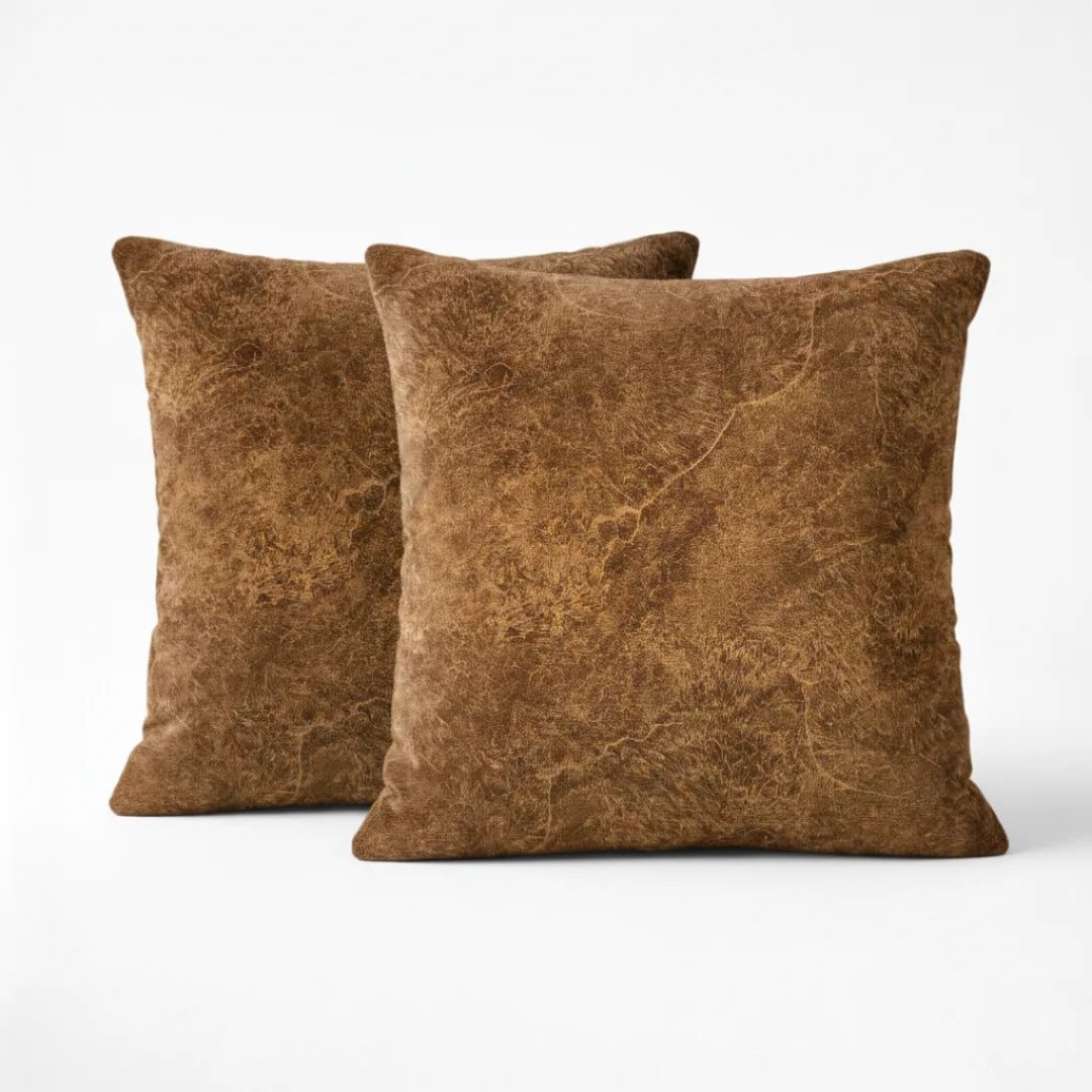Caramel Textured Velvet Cushion – Luxury Feel & Hidden Zip (Pack of 2)
