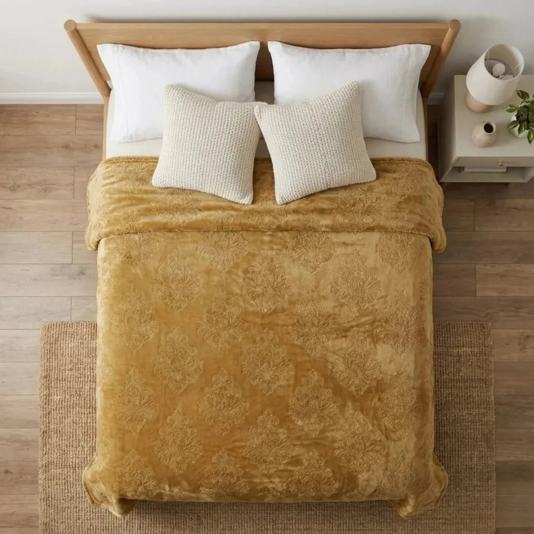 Golden Brown Embossed Blanket