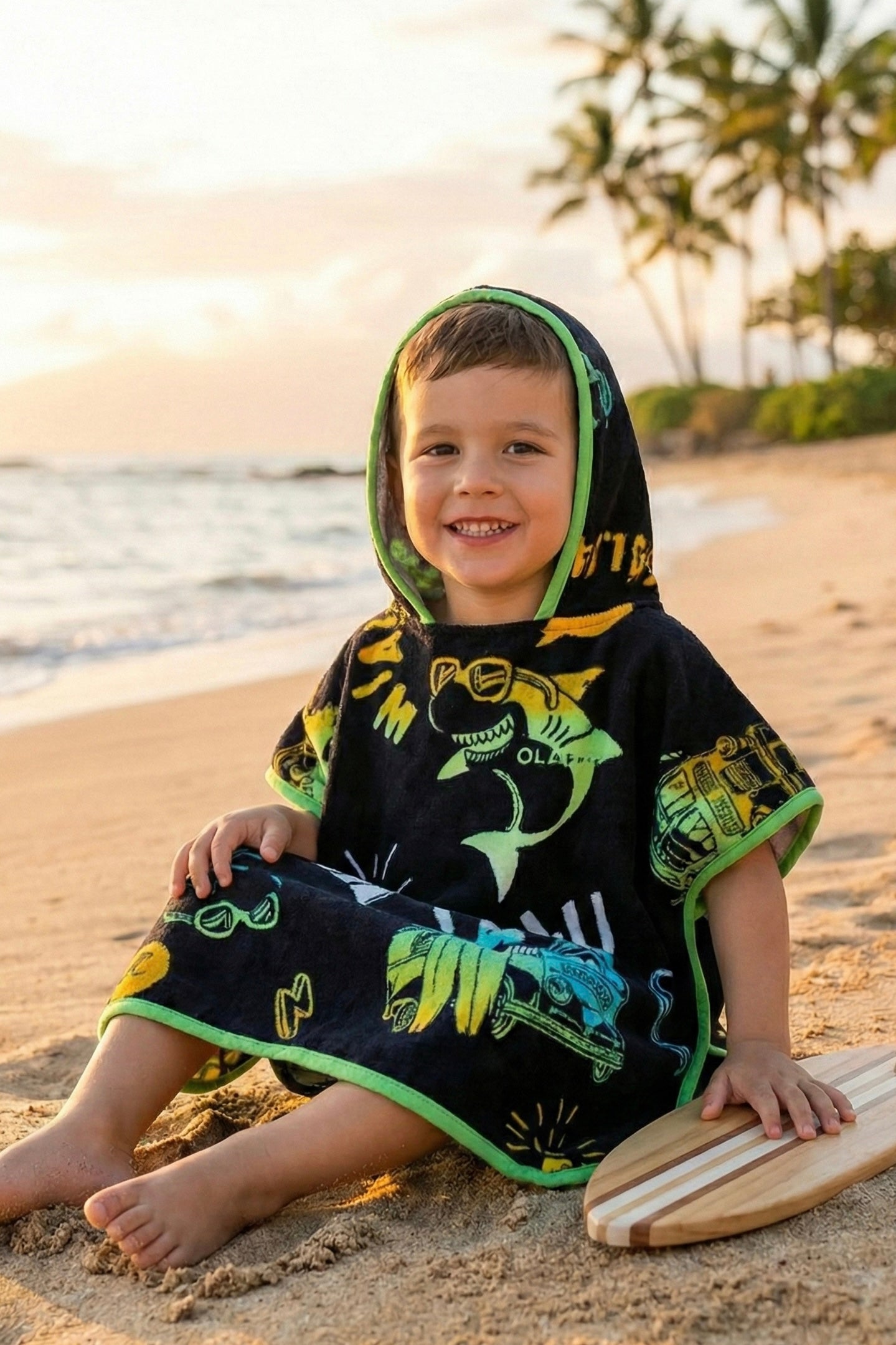 Kids Black Hoodie Towel – Hooded Bath Poncho | Personalized Bath Towel