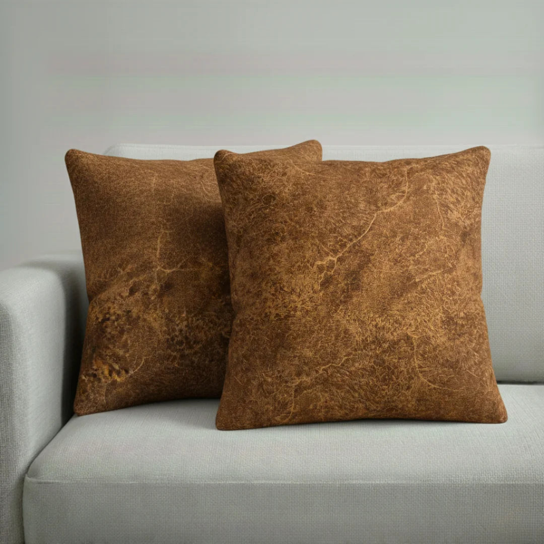 Caramel Textured Velvet Cushion – Luxury Feel & Hidden Zip (Pack of 2)