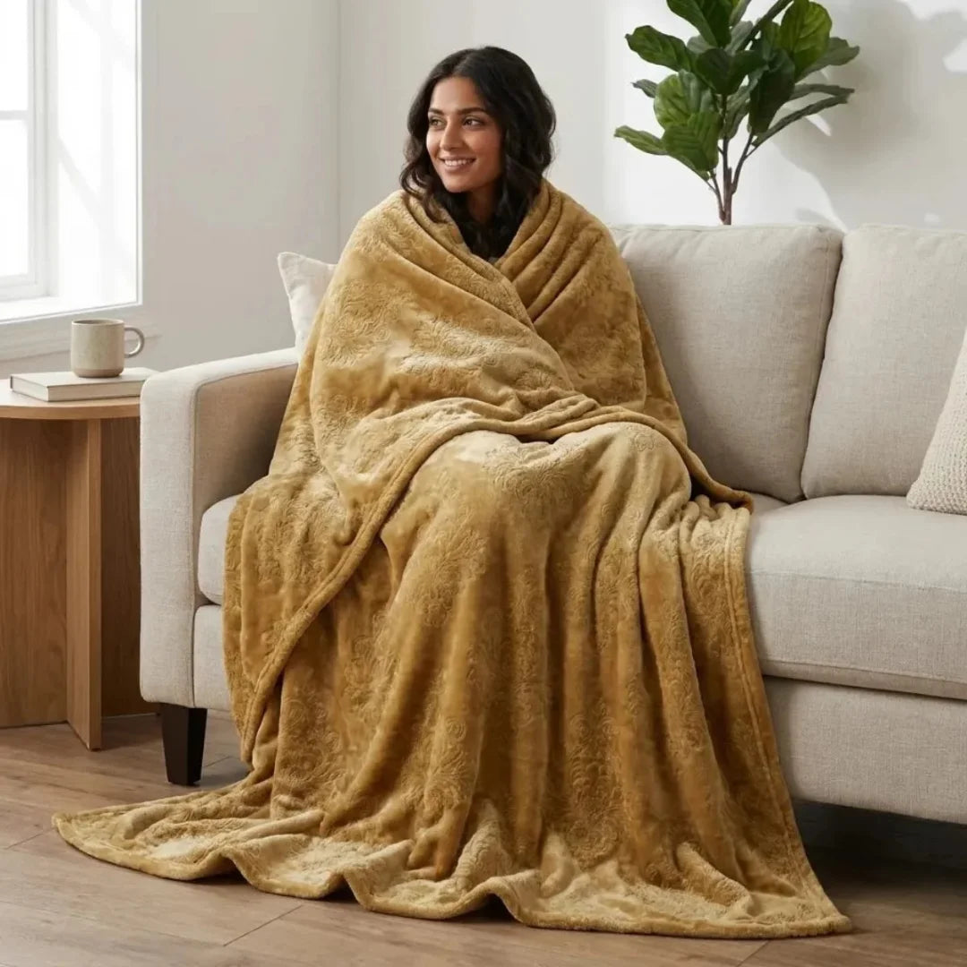 Golden Brown Embossed Blanket