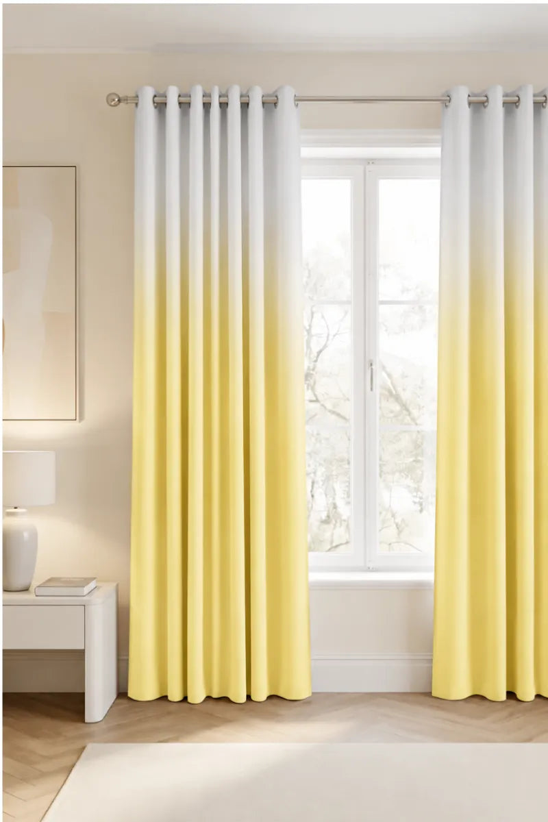 Sunshine Yellow (#F6E27E) Dip-Dye Ombre Velvet Curtains – Set of 2 Panels