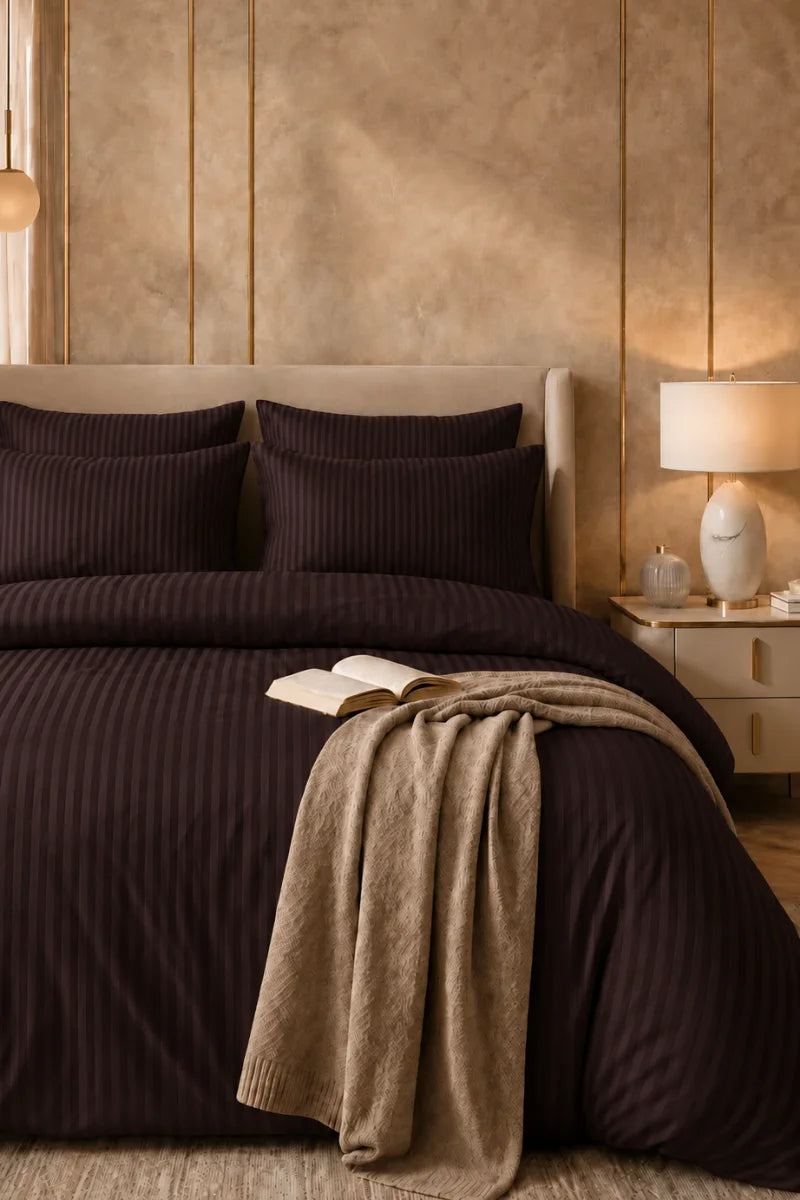 Dark Chocolate Brown Quilt Cover Set (6PCS - King Size)