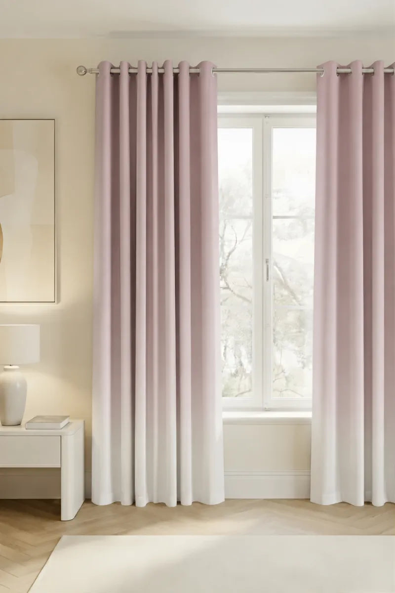 Dusty Rose (#C5C8B0) Frosted Ombre Velvet Curtains – Set of 2 Panels
