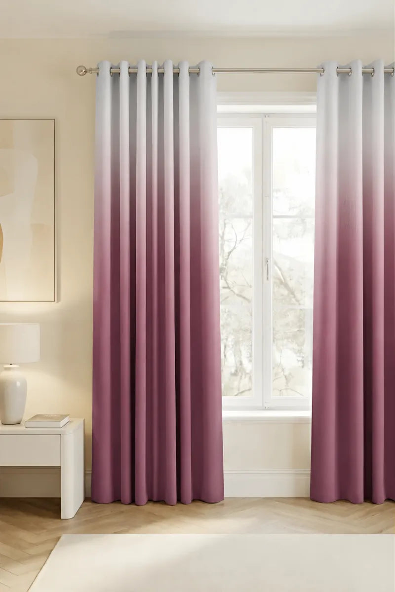 Dusty Plum (#9E5D79) Dip-Dye Ombre Velvet Curtains – Set of 2 Panels