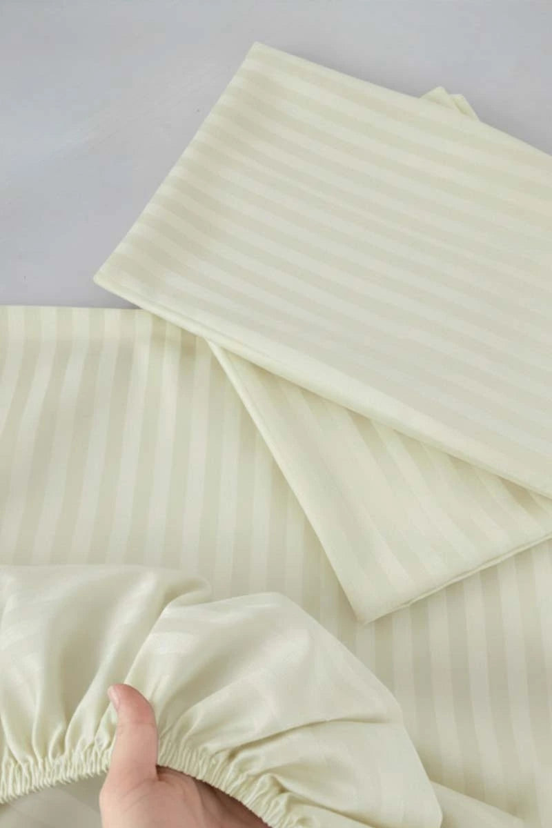 Snow White Stripe Fitted Bedsheet - King Size