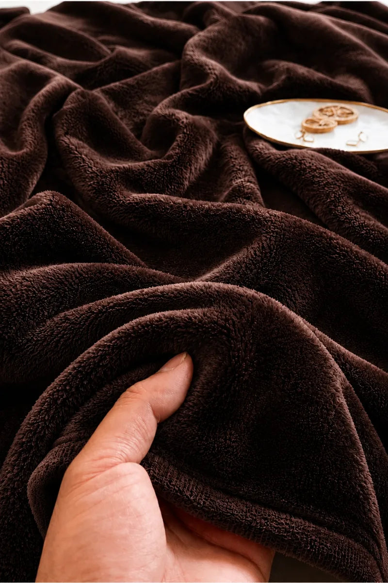 Dark Brown Fleece Throw Blanket