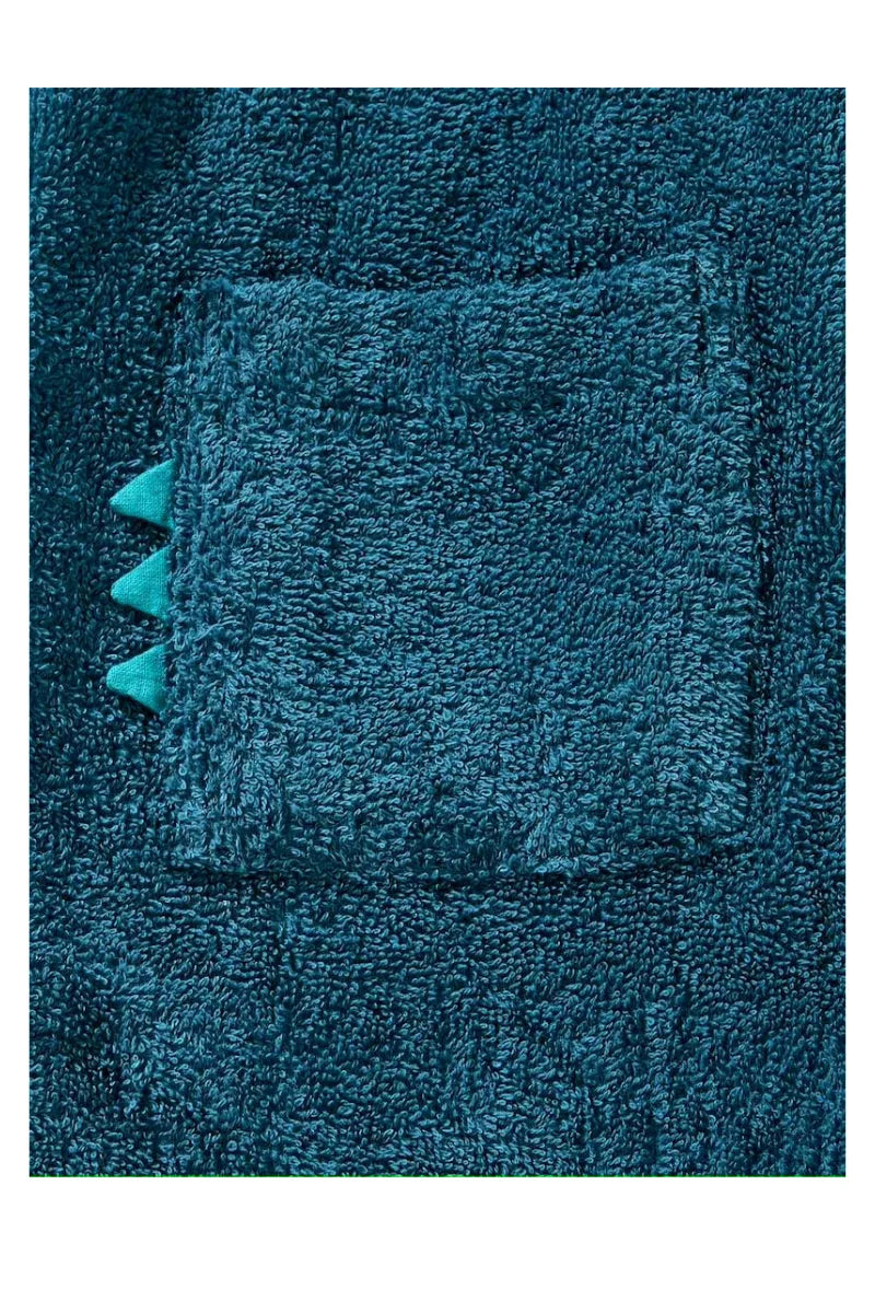 Dinosaur Hooded Kids Bathrobe – Dark Blue (Ages 4 to 10)