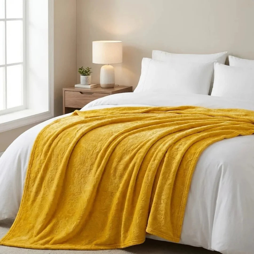 Lemon Yellow Embossed Blanket