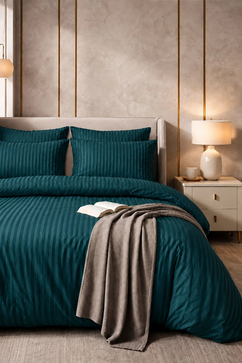 Dark Cyan Quilt Cover Set (6PCS - King Size)