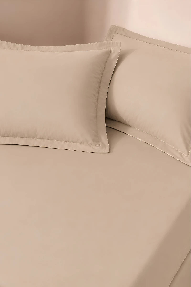 Warm Beige Solid 3-Piece Bedsheet Set