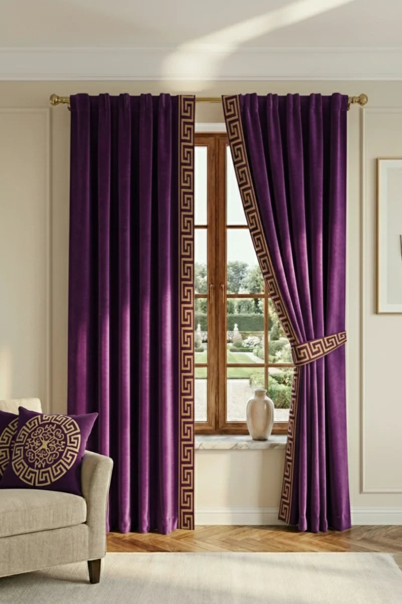 Royal Purple Premium Velvet Curtains Set of 2 | Modern Living