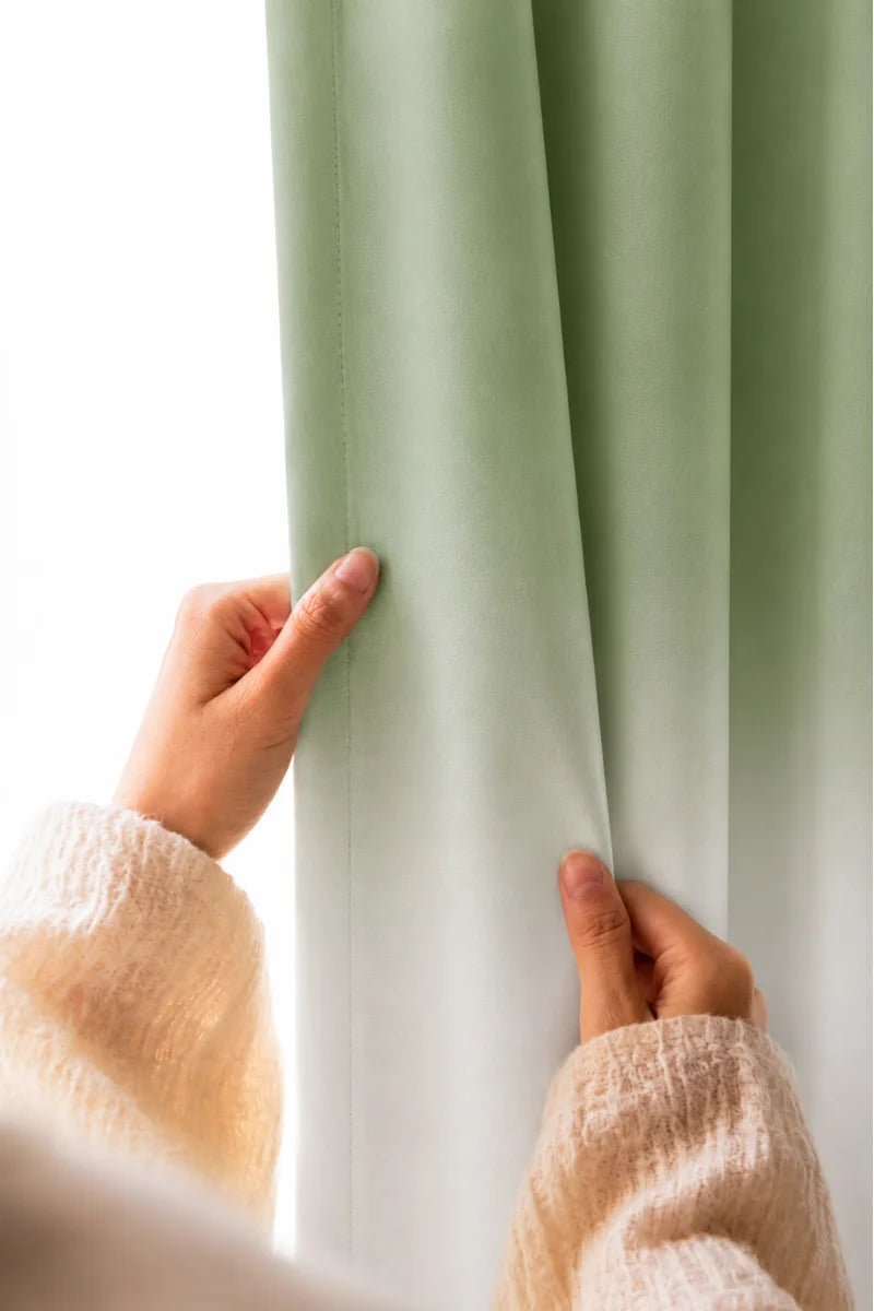 Sage Green Frosted Ombre Velvet Curtains – Set of 2 Panels