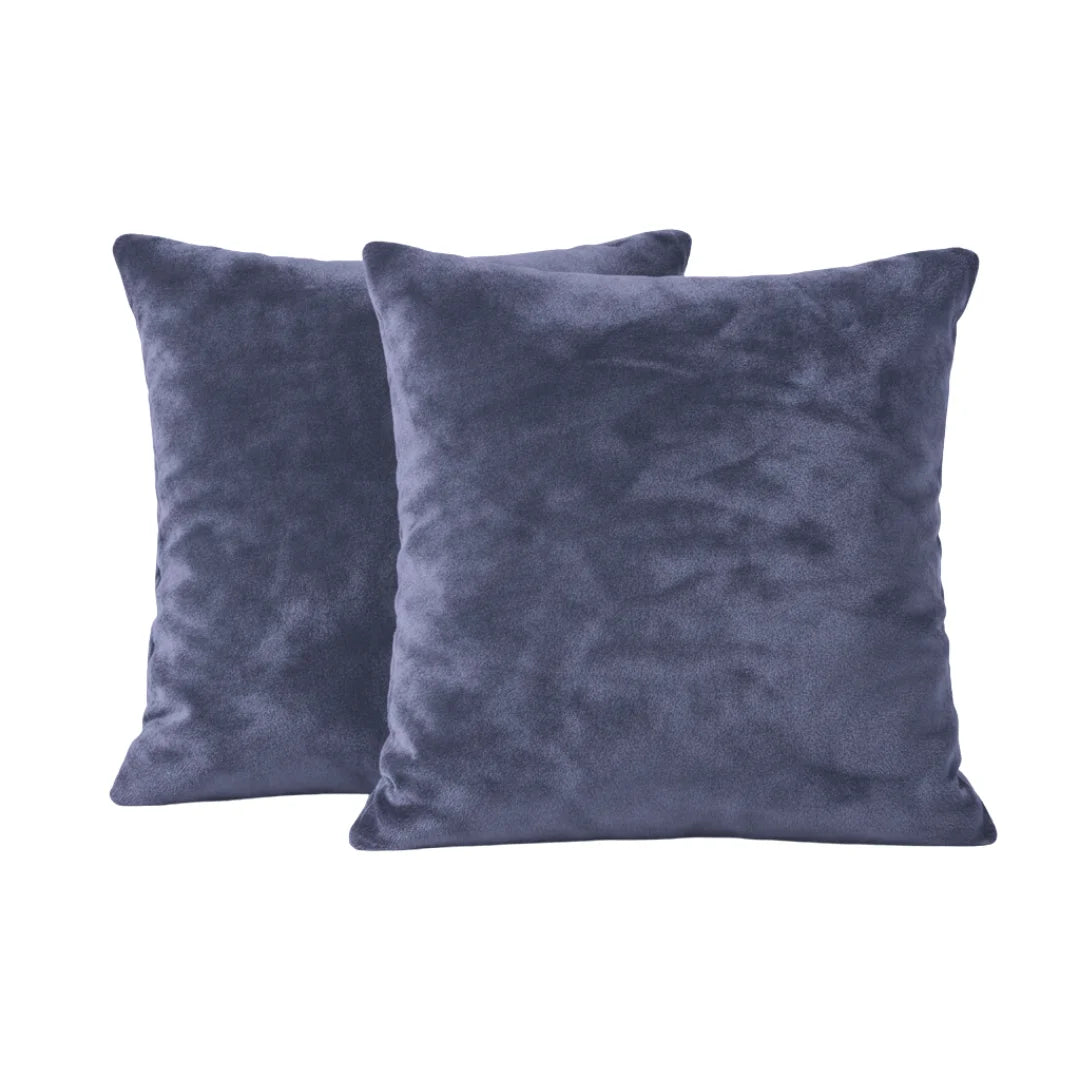 Steel Blue Plain Velvet Cushion Set (Pack of 2)