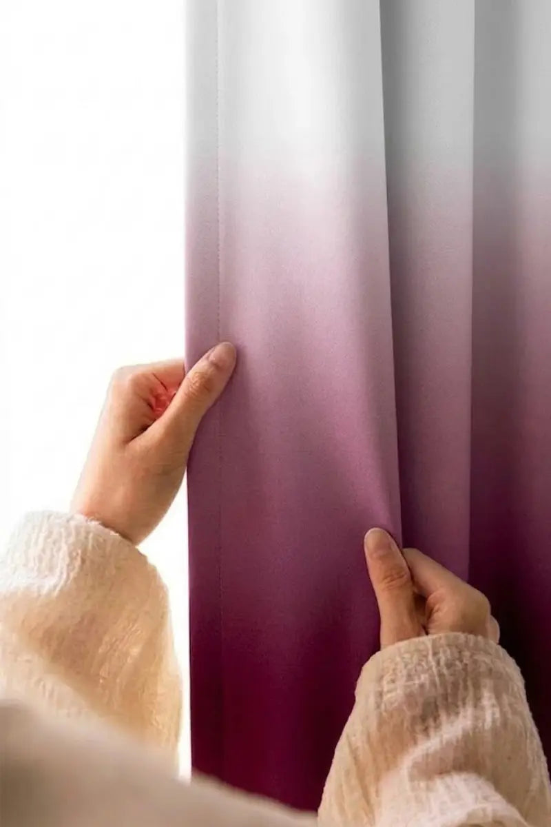 Burgundy Dip-Dye Ombre Velvet Curtains – Set of 2 Panels
