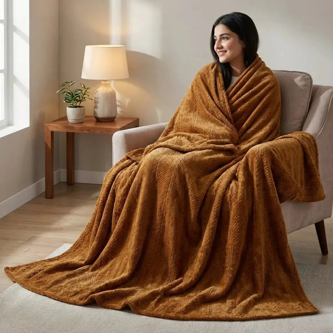 Premium Copper Dyed Embossed AC Fleece Blanket