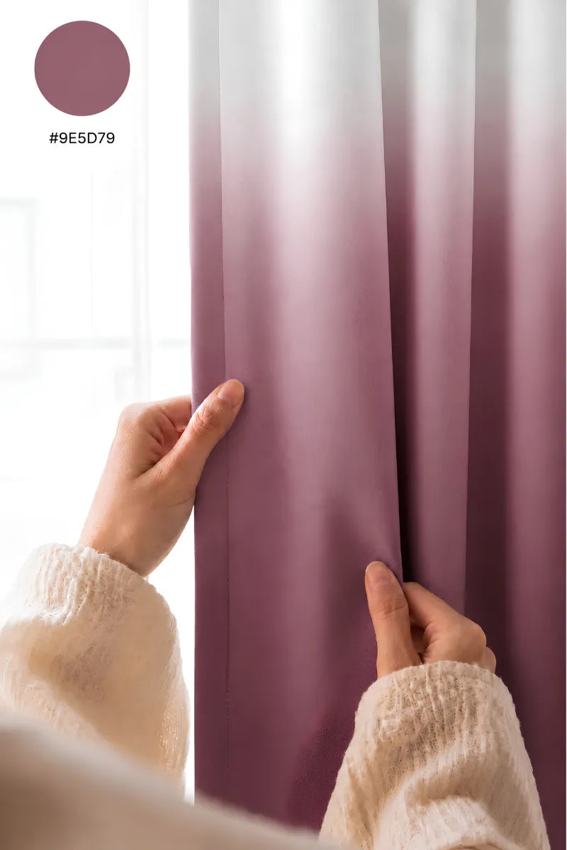 Dusty Plum (#9E5D79) Dip-Dye Ombre Velvet Curtains – Set of 2 Panels