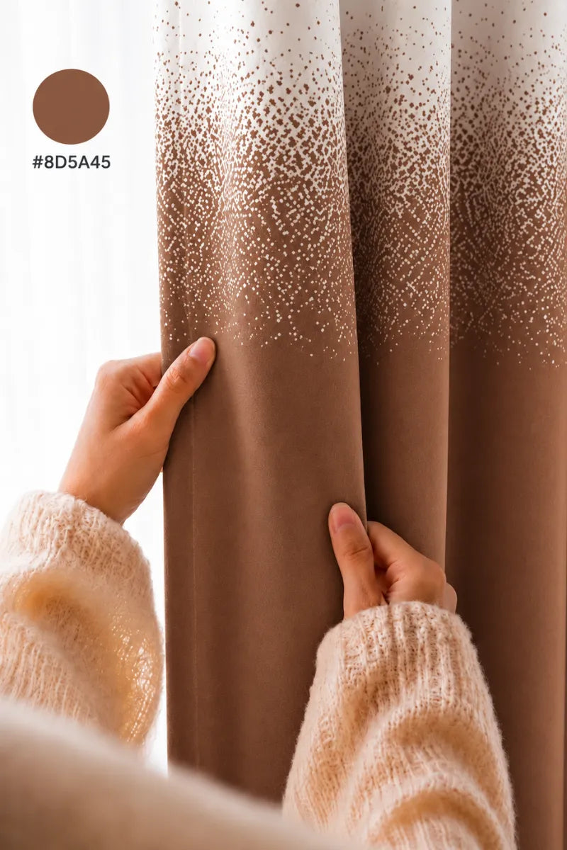 Cocoa Brown (#8D5A45 Speckled Ombre Velvet Curtains – Set of 2 Panels