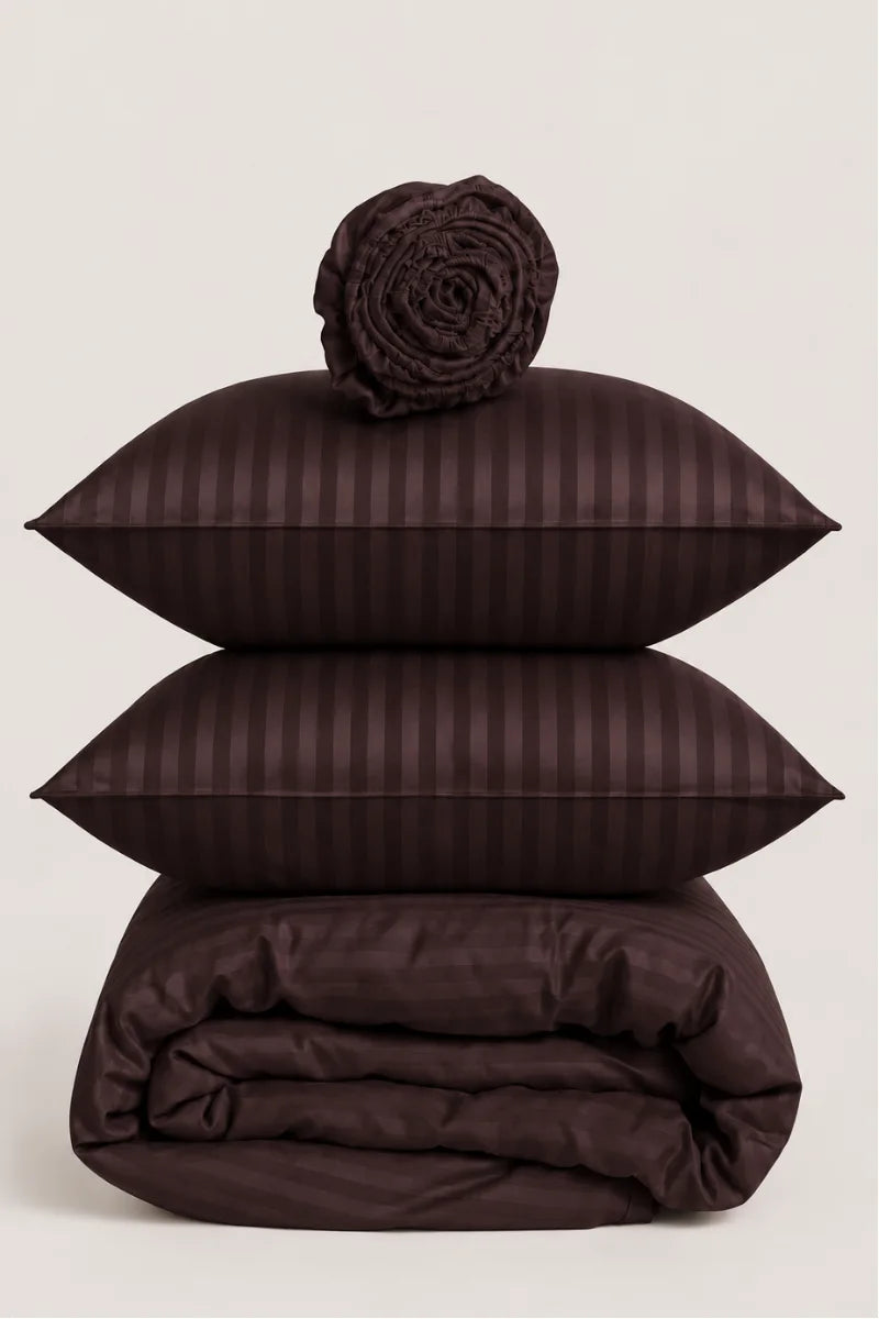 Dark Chocolate Brown Quilt Cover Set (6PCS - King Size)