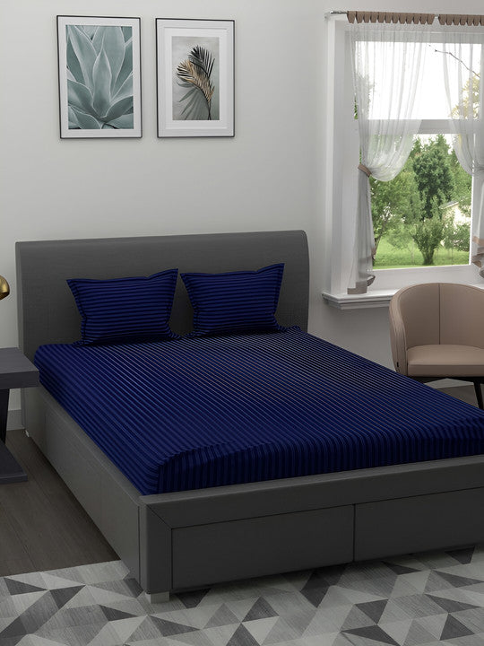 LUXURY 3PC FITTED STRIPE BEDSHEET