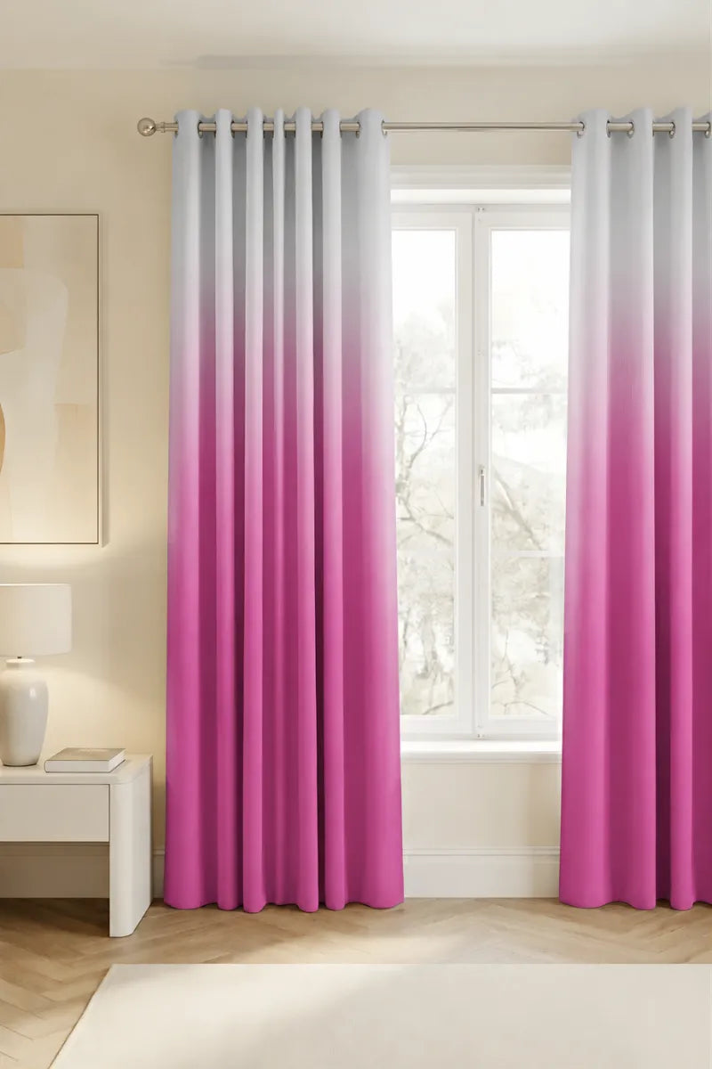 Vibrant Fuchsia (#B8CC82) Dip-Dye Ombre Velvet Curtains – Set of 2 Panels