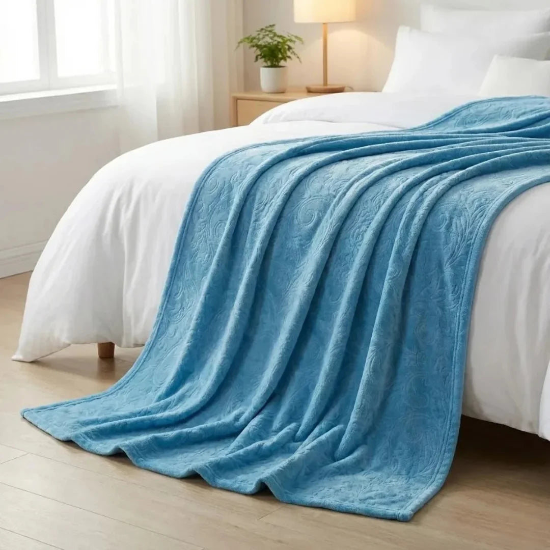 Ocean Blue Embossed Blanket