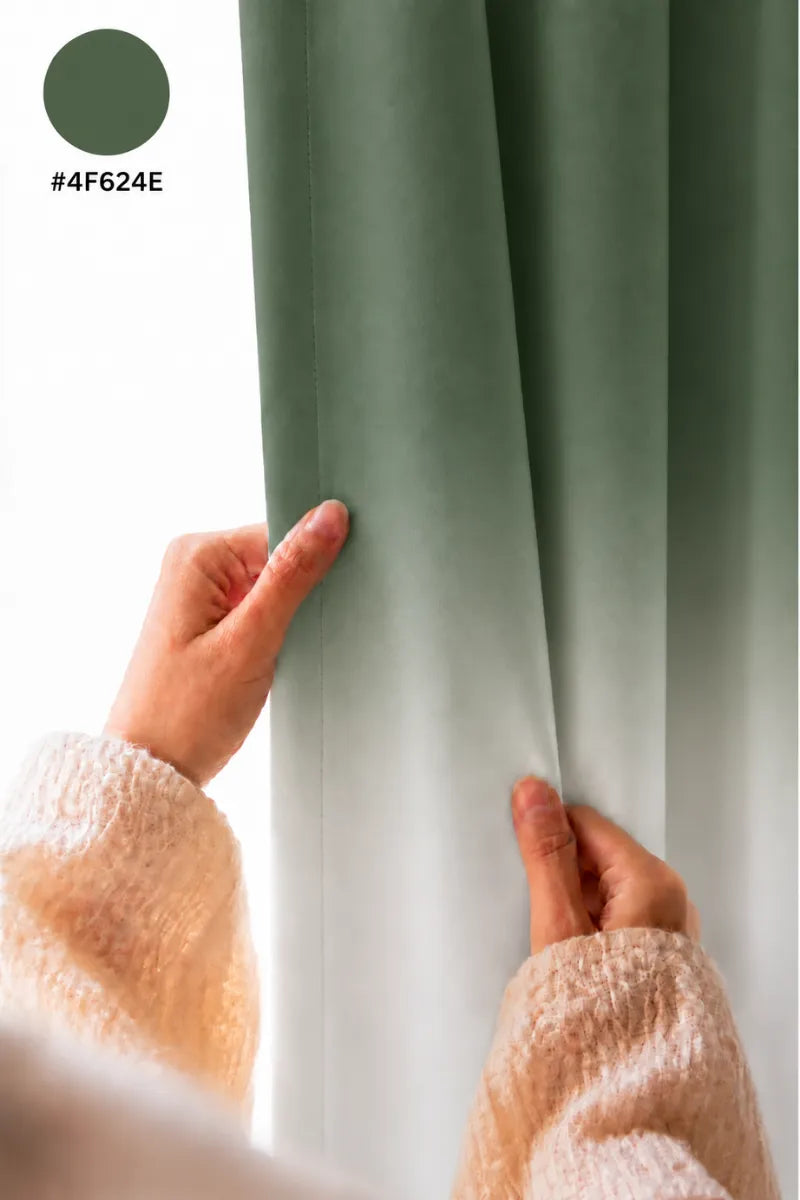 Forest Sage (#4F624E) Frosted Ombre Velvet Curtains – Set of 2 Panels