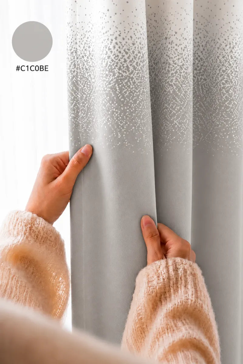 Light Silver Grey (#C1C0BE) Speckled Ombre Velvet Curtains – Set of 2 Panels