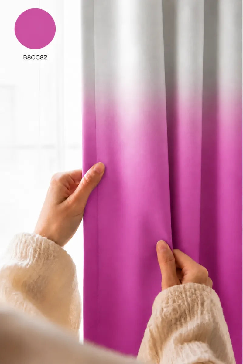 Vibrant Fuchsia (#B8CC82) Dip-Dye Ombre Velvet Curtains – Set of 2 Panels